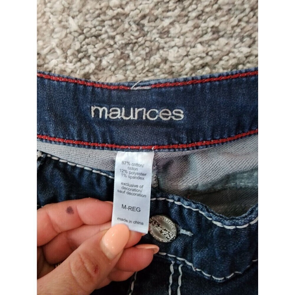 Maurices Jeans Womens Medium Blue Dark Wash Embroidered Stretch - Picture 6 of 7